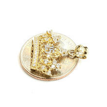 Load image into Gallery viewer, 14k yellow gold 15 Años 15 years crown pendant cubic zirconia fine jewelry 2.1g
