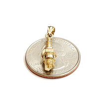 Load image into Gallery viewer, 14k yellow Gold 3D spark plug Pendant charm automobile engine fine jewelry 2.8g
