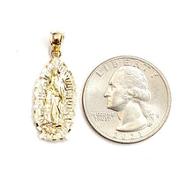 Load image into Gallery viewer, 14k yellow gold virgin Mary Guadalupe pendant diamond cut religious jewelry 2.5g
