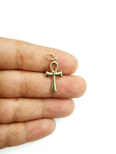 Load image into Gallery viewer, 14k yellow gold tiny Egyptian ankh cross pendant religious fine jewelry 0.7g

