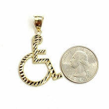 Load image into Gallery viewer, 10k yellow Gold handicap disability Pendant charm diamond cut fine jewelry 2.5g
