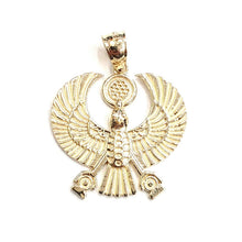 Load image into Gallery viewer, New 14k yellow Gold Scarab Egyptian falcon Pendant charm gift fine jewelry 4.6g
