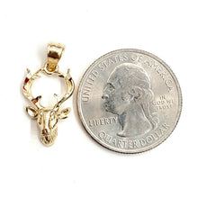 Load image into Gallery viewer, 14k yellow Gold deer buck male head Pendant charm gift diamond cut jewelry 1.4g

