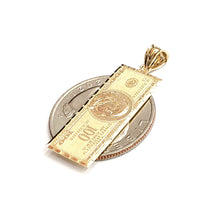 Load image into Gallery viewer, New 14k yellow gold 100 dollar bill money lucky pendant charm fine jewelry 2.1g

