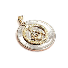 Load image into Gallery viewer, 14k yellow Gold tiny round Freemason Masonic Pendant religious fine jewelry 1.2g
