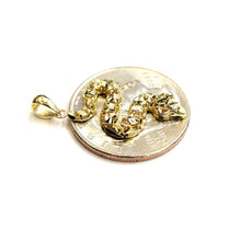 Load image into Gallery viewer, 14k yellow gold Rattle snake reptile Pendant charm diamond cut fine jewelry 1.7g
