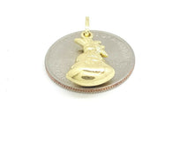 Load image into Gallery viewer, 14k yellow gold 3D hollow dollar sign money bag lucky pendant charm gift 1.4g

