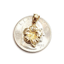 Load image into Gallery viewer, New 14k yellow Gold Hawaiian Hibiscus Plumeria flower Pendant fine jewelry 1.4g
