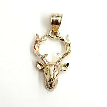 Load image into Gallery viewer, 14k yellow Gold deer buck male head Pendant charm gift diamond cut jewelry 1.4g
