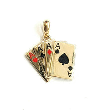 Load image into Gallery viewer, 14k yellow solid Gold playing cards Pendant charm casino jewelry unisex 1.7g
