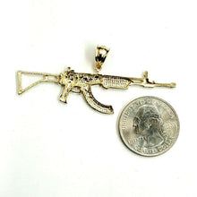 Load image into Gallery viewer, 14k yellow Gold AK-47 machine gun military rifle Pendant charm fine gift 3.8g

