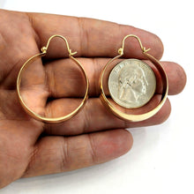 Load image into Gallery viewer, 14k yellow Gold Plain Hoop Earrings Wide Round Shiny fine jewelry for women 6.7g

