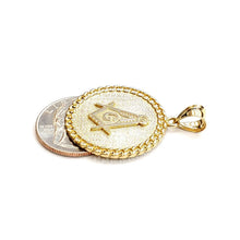 Load image into Gallery viewer, New 10k yellow Gold round Freemason Masonic Pendant 1.18" religious jewelry 5.3g
