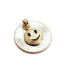 Load image into Gallery viewer, New 14k yellow gold round happy face emoji pendant charm gift fine jewelry 1.1g
