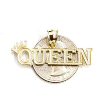 Load image into Gallery viewer, New 10k yellow Gold Queen Crown Tiara word Pendant charm gift fine jewelry 2.9g
