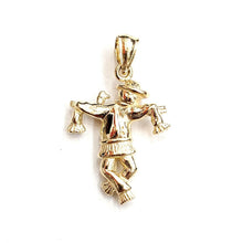 Load image into Gallery viewer, New 14k yellow Gold solid 3D scarecrow Pendant charm Gift fine jewelry 3.3g
