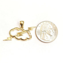 Load image into Gallery viewer, New 14k yellow gold cloud lightning bolt thunder pendant charm fine jewelry 3.1g
