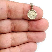 Load image into Gallery viewer, New 14k yellow Gold tiny round seven wishes Long Life Pendant charm jewelry 1.2g
