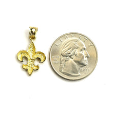 Load image into Gallery viewer, 10k yellow solid Gold Fleur De Lis Pendant French Symbol gift fine jewelry 1.6g
