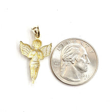 Load image into Gallery viewer, New 10k yellow Gold angel Pendant charm wings gift fine jewelry diamond cut 1.3g

