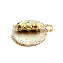 Load image into Gallery viewer, 14k yellow gold 3D mezuzah star of David kabbalah Jewish torah pendant 3.1g
