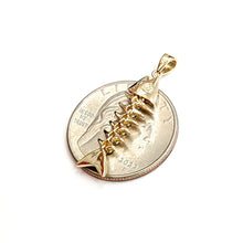Load image into Gallery viewer, 14k yellow gold fish Bone wiggly movable pendant charm fine jewelry 1.9g
