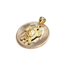 Load image into Gallery viewer, New 14k yellow gold solid turtle pendant charm lucky gift fine jewelry 2.4g
