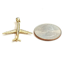Load image into Gallery viewer, 14k yellow Gold solid Airplane Aviation 3D pendant charm gift fine jewelry 3.4g
