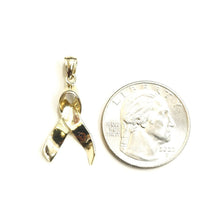Load image into Gallery viewer, New 14k yellow Gold breast cancer survivor awareness ribbon Pendant Jewelry 1.8g
