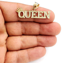 Load image into Gallery viewer, New 10k yellow Gold Queen Crown Tiara word Pendant charm gift fine jewelry 2.9g
