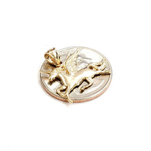 Load image into Gallery viewer, New 14k yellow gold flying unicorn Pegasus pendant charm shiny fine jewelry 1.6g
