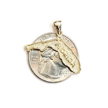 Load image into Gallery viewer, New 14k yellow gold Florida outline map pendant charm gift fine jewelry 2g
