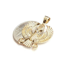 Load image into Gallery viewer, New 14k yellow Gold Scarab Egyptian falcon Pendant charm gift fine jewelry 4.6g
