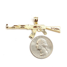 Load image into Gallery viewer, 14k yellow Gold AK-47 machine gun military rifle Pendant charm fine gift 3.4g
