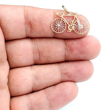 Load image into Gallery viewer, 14k Gold bicycle Pendant charm double sided sport biker gift fine jewelry 1.5g
