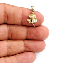 Load image into Gallery viewer, New 14k yellow solid Gold rose flower Pendant charm gift fine jewelry 1.3g
