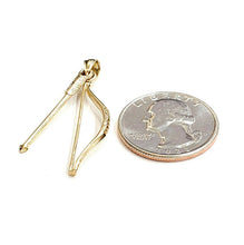 Load image into Gallery viewer, 14k yellow Gold 3D Bow and Arrow Hunting Pendant Charm Movable fine Jewelry 2.2g

