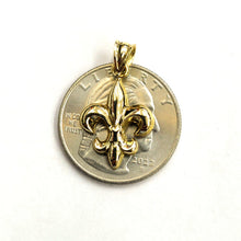 Load image into Gallery viewer, 10k yellow solid Gold Fleur De Lis Pendant French Symbol gift fine jewelry 1.6g
