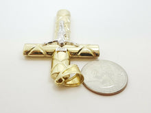 Load image into Gallery viewer, 10k gold two-tone INRI hollow cross pendant with jesus fine gift jewelry 6.1g
