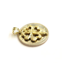 Load image into Gallery viewer, 14k yellow Gold Solid clover leaf heart lucky Pendant charm fine jewelry 2.6g
