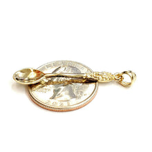 Load image into Gallery viewer, New 14k yellow Gold solid 3D spoon Pendant charm gift fine jewelry 1.8g
