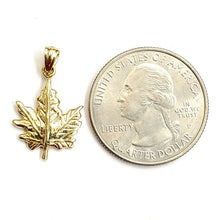 Load image into Gallery viewer, 14k yellow gold maple leaf pendant charm gift unisex fine jewelry 1.5g
