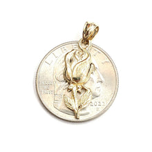 Load image into Gallery viewer, New 14k yellow solid Gold rose flower Pendant charm gift fine jewelry 1.6g
