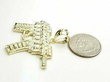 Load image into Gallery viewer, 10k yellow solid Gold automatic machine gun Pendant charm fine gift jewelry 8.6g
