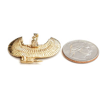 Load image into Gallery viewer, 14k yellow solid Gold Egyptian isis winged goddess Pendant fine jewelry 11.2g
