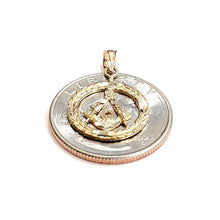 Load image into Gallery viewer, 14k yellow Gold tiny round Freemason Masonic Pendant religious fine jewelry 1.2g
