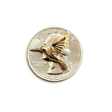 Load image into Gallery viewer, New 14k yellow Gold solid 3D Hummingbird Pendant charm gift fine jewelry 1.9g
