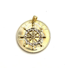 Load image into Gallery viewer, New 14k Two Tone Gold tiny Boat Wheel Nautical Sailor Pendant fine jewelry 1g
