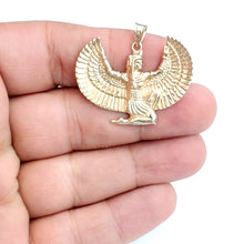 Load image into Gallery viewer, 14k yellow solid Gold Egyptian isis winged goddess Pendant fine jewelry 11.2g
