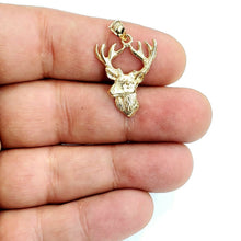 Load image into Gallery viewer, 14k yellow Gold deer buck male head Hunting Pendant charm gift jewelry 2g
